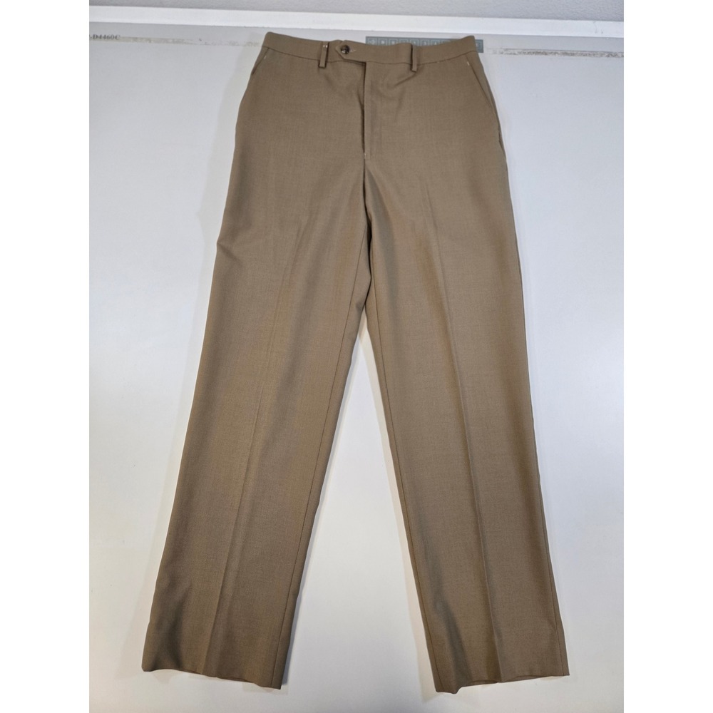 Jos. A. Bank Travelers Mens Tan Wool Tailored Fit Dress‎ Pants 35 Small Holes